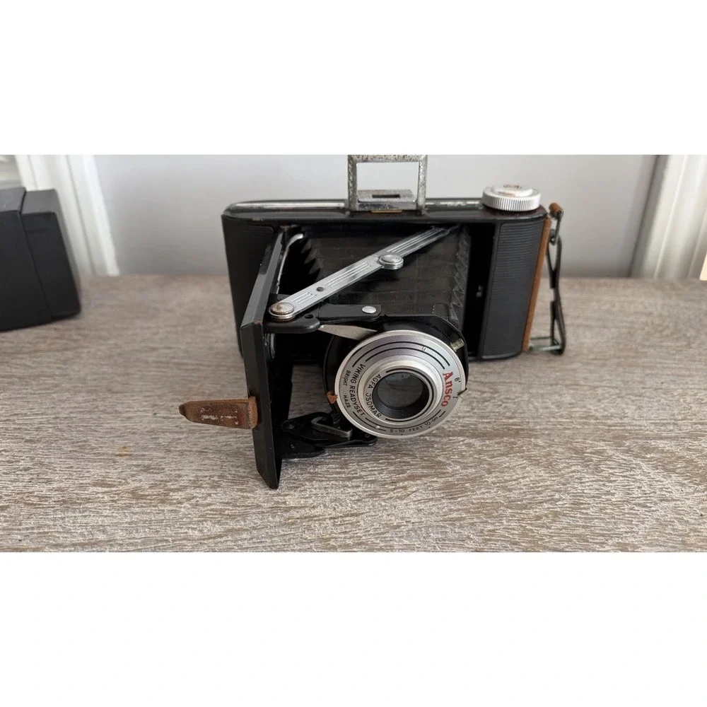 Vintage Ansco Viking Readyset Camera 1950s w/Original Brown Leather Bag UNTESTED